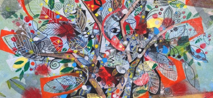 Equilibre retrouvé - Original Acrylic Painting on Canvas - 15.7 x 11.8 in